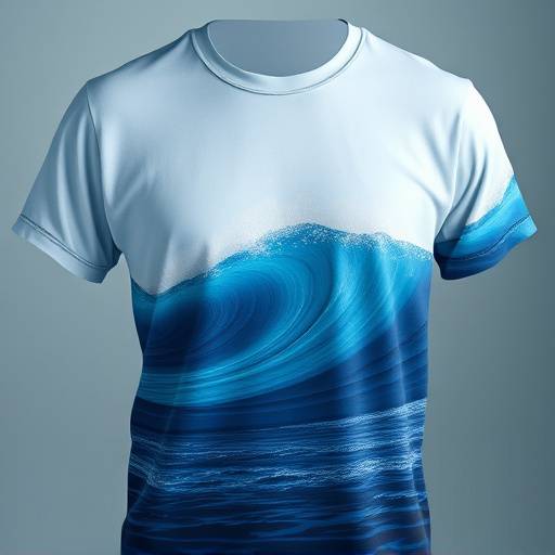 Camiseta com estampa de onda azul