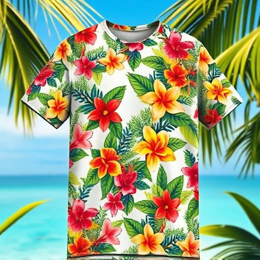 Camiseta com estampa floral tropical